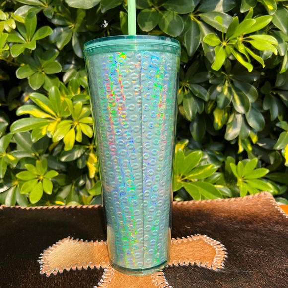 NWT STARBUCKS Mint Green Iridescent Holographic Cold Cup 24 fl oz - Picture 2 of 4